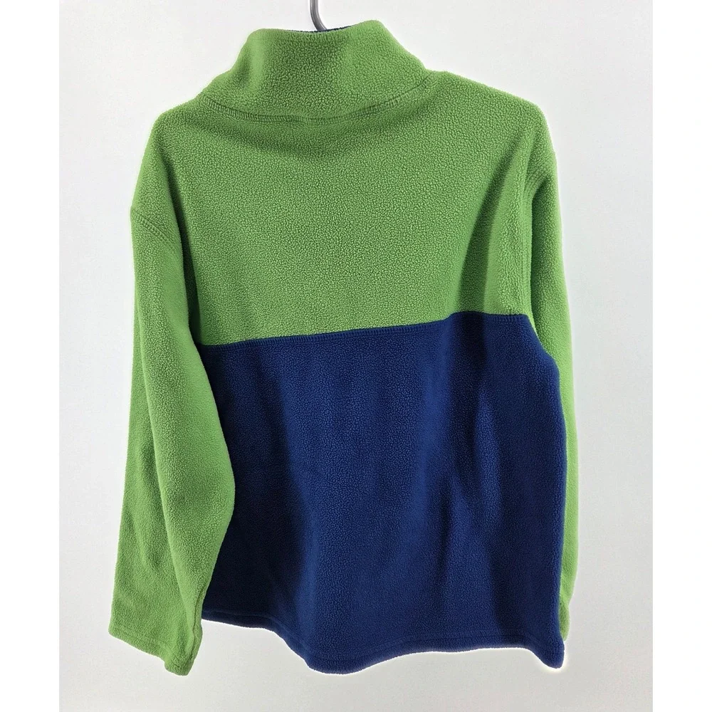 Eddie Bauer Kids Fleece Pullover Colorblock Blue Green 1/4 Zip Size Small Layers
